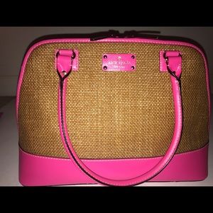 kate spade New York pink straw bag